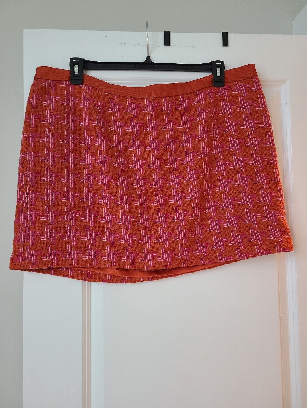 Boden Pink And Orange Tweed Woven Wool Blend Mini Skirt